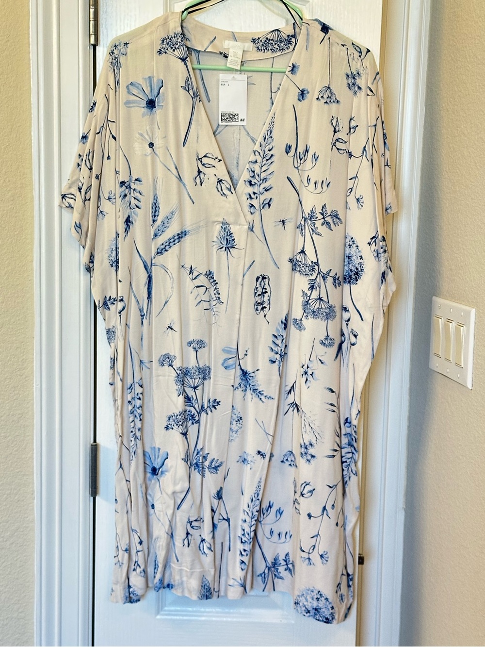 H&M Cream Dress with Blue Floral Print